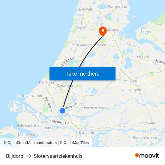 Blijdorp to Slotervaartziekenhuis map