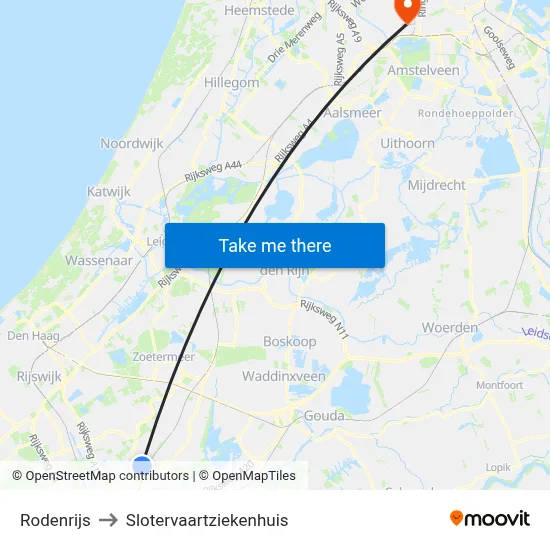 Rodenrijs to Slotervaartziekenhuis map