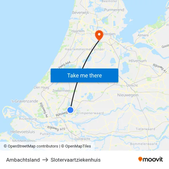 Ambachtsland to Slotervaartziekenhuis map