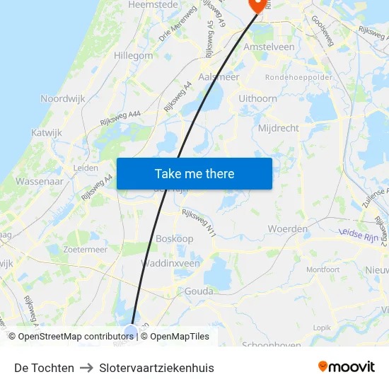 De Tochten to Slotervaartziekenhuis map