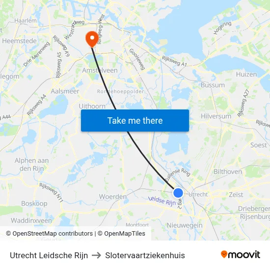 Utrecht Leidsche Rijn to Slotervaartziekenhuis map