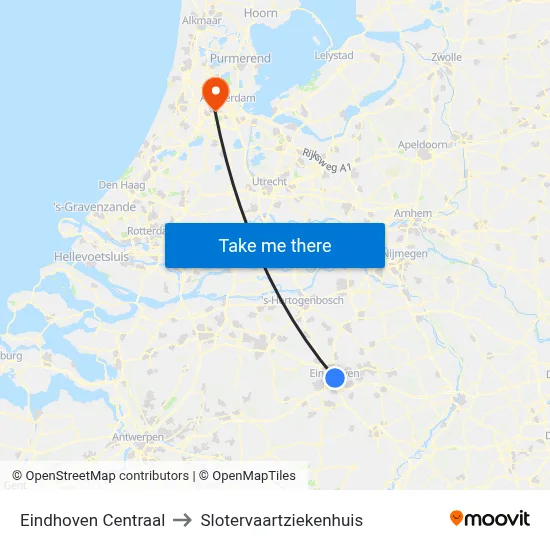 Eindhoven Centraal to Slotervaartziekenhuis map