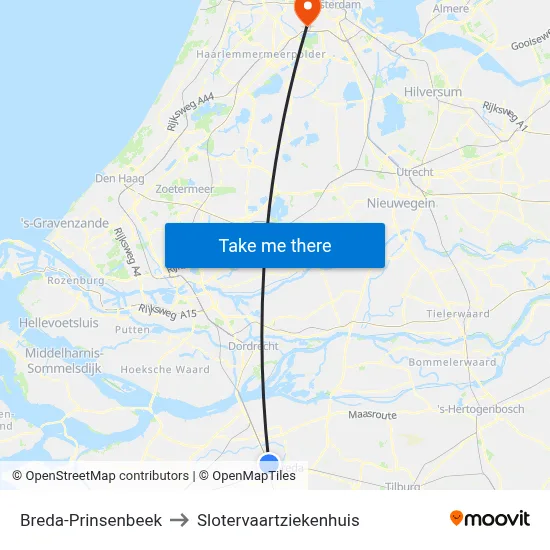 Breda-Prinsenbeek to Slotervaartziekenhuis map