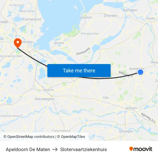 Apeldoorn De Maten to Slotervaartziekenhuis map