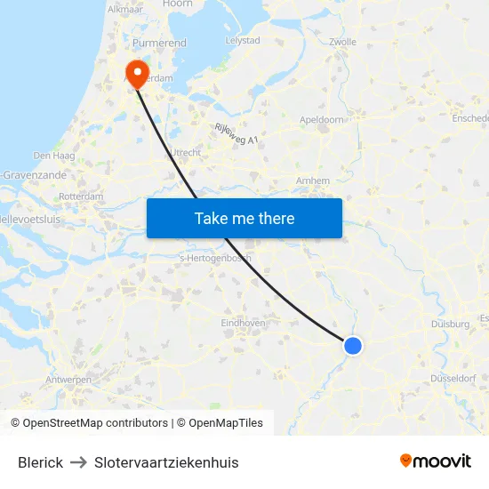 Blerick to Slotervaartziekenhuis map