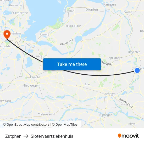 Zutphen to Slotervaartziekenhuis map