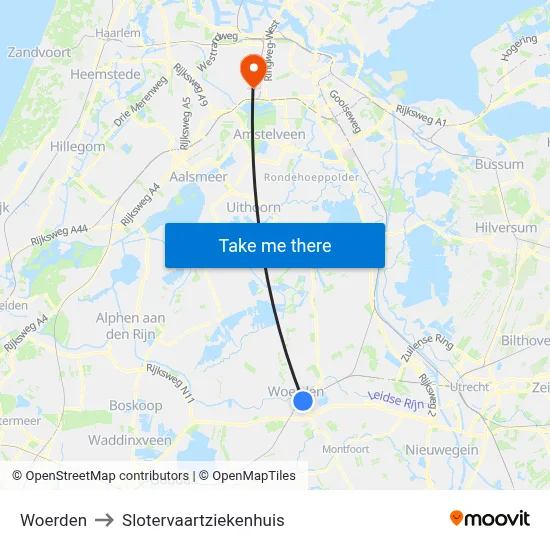 Woerden to Slotervaartziekenhuis map