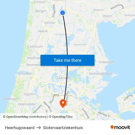 Heerhugowaard to Slotervaartziekenhuis map