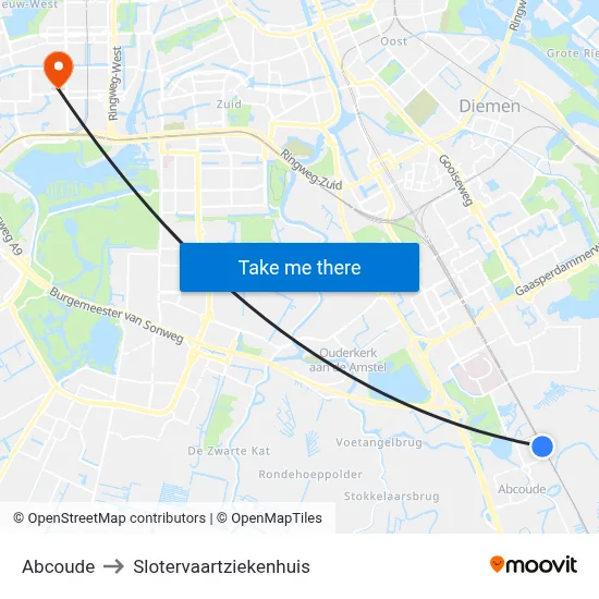 Abcoude to Slotervaartziekenhuis map