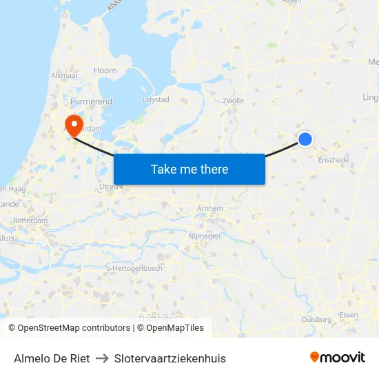 Almelo De Riet to Slotervaartziekenhuis map