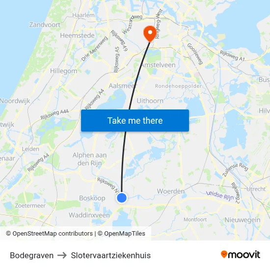 Bodegraven to Slotervaartziekenhuis map