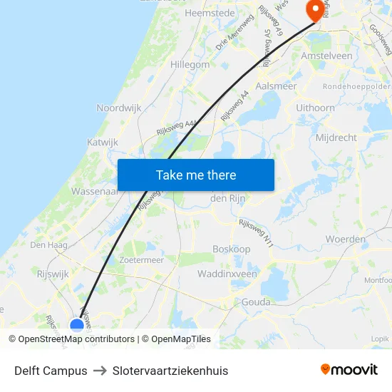 Delft Campus to Slotervaartziekenhuis map