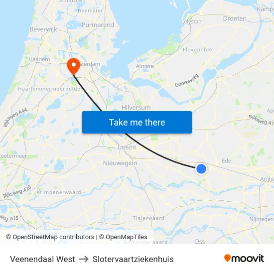 Veenendaal West to Slotervaartziekenhuis map