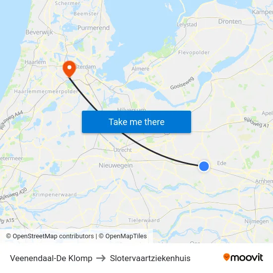 Veenendaal-De Klomp to Slotervaartziekenhuis map
