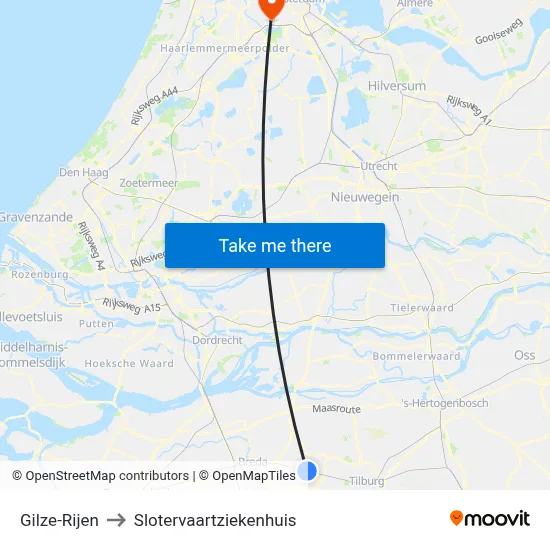 Gilze-Rijen to Slotervaartziekenhuis map