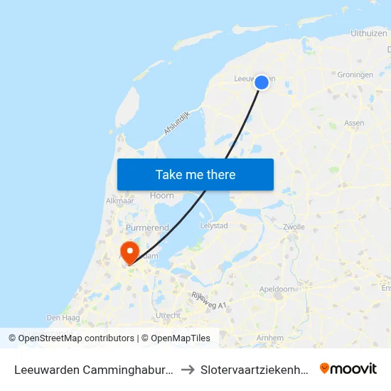 Leeuwarden Camminghaburen to Slotervaartziekenhuis map