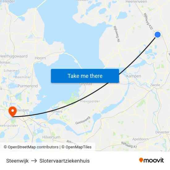 Steenwijk to Slotervaartziekenhuis map