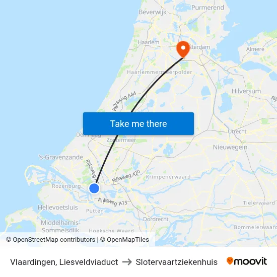 Vlaardingen, Liesveldviaduct to Slotervaartziekenhuis map