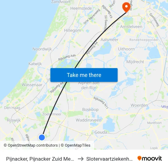 Pijnacker, Pijnacker Zuid Metro to Slotervaartziekenhuis map