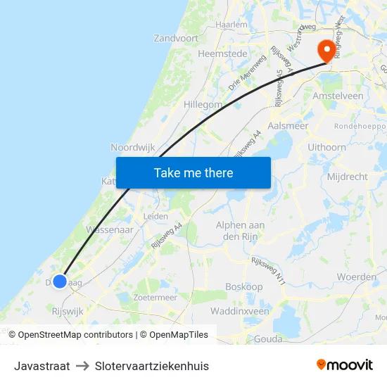 Javastraat to Slotervaartziekenhuis map