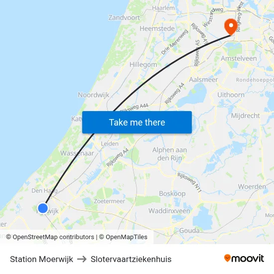 Station Moerwijk to Slotervaartziekenhuis map