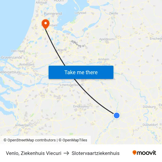 Venlo, Ziekenhuis Viecuri to Slotervaartziekenhuis map