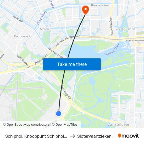 Schiphol, Knooppunt Schiphol Oost to Slotervaartziekenhuis map