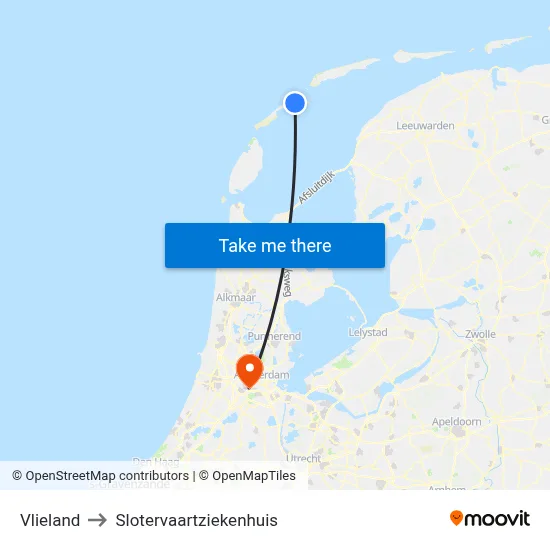 Vlieland to Slotervaartziekenhuis map