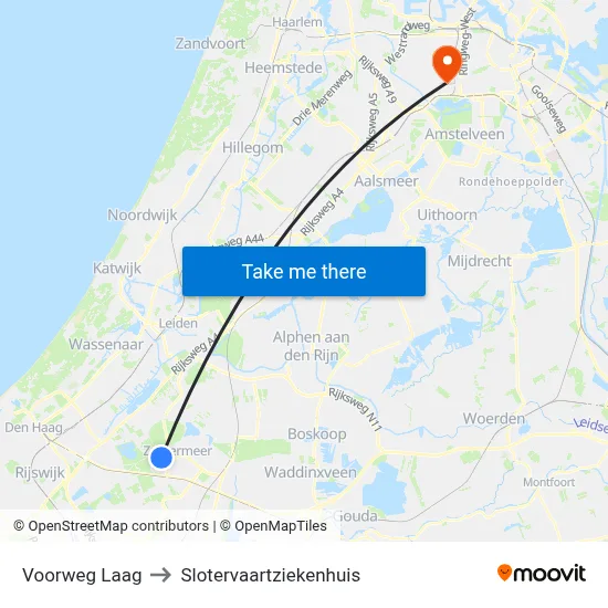 Voorweg Laag to Slotervaartziekenhuis map