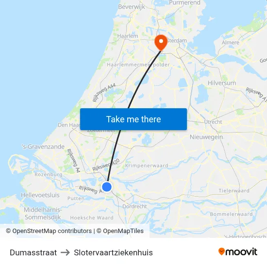 Dumasstraat to Slotervaartziekenhuis map