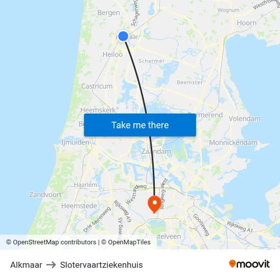 Alkmaar to Slotervaartziekenhuis map