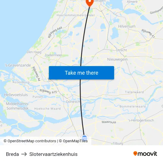 Breda to Slotervaartziekenhuis map