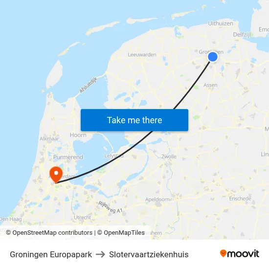 Groningen Europapark to Slotervaartziekenhuis map