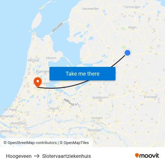 Hoogeveen to Slotervaartziekenhuis map