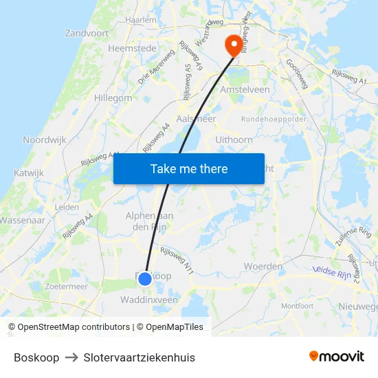 Boskoop to Slotervaartziekenhuis map