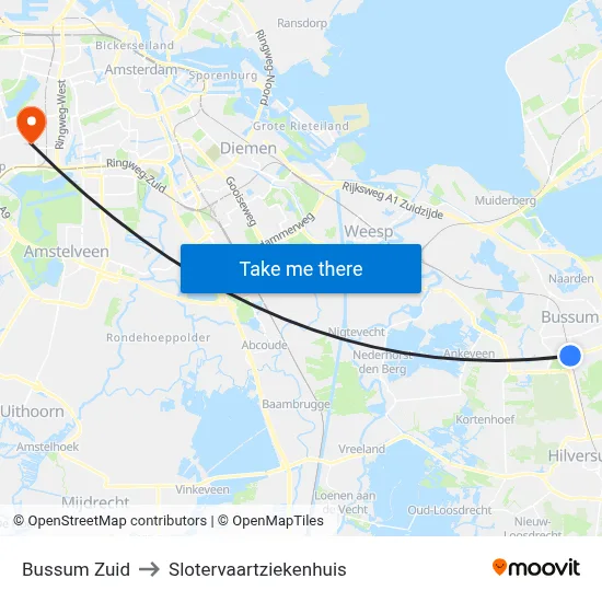Bussum Zuid to Slotervaartziekenhuis map
