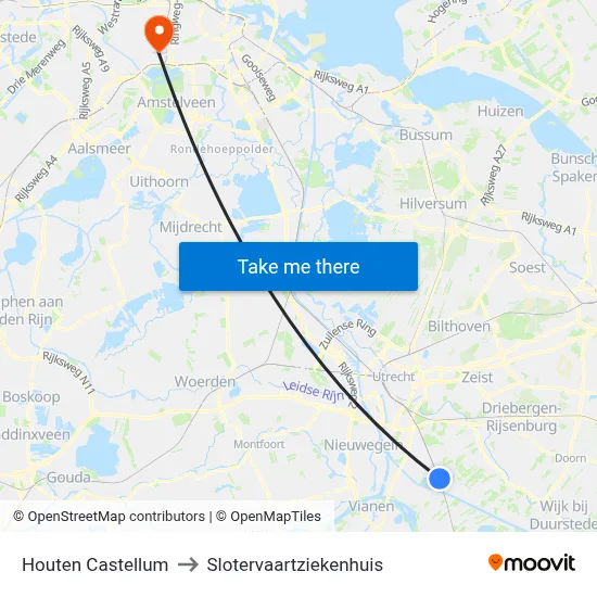 Houten Castellum to Slotervaartziekenhuis map