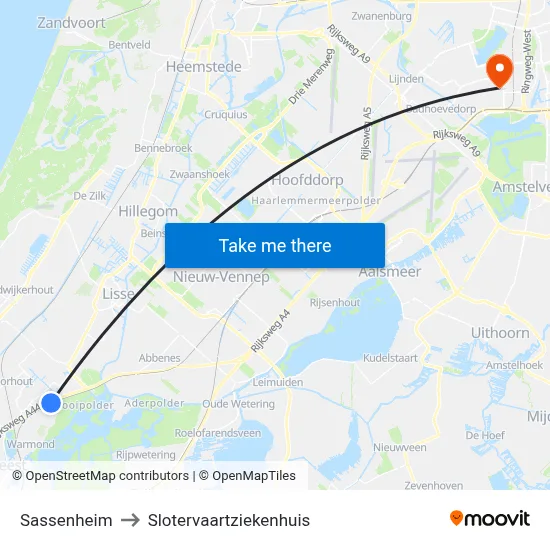 Sassenheim to Slotervaartziekenhuis map