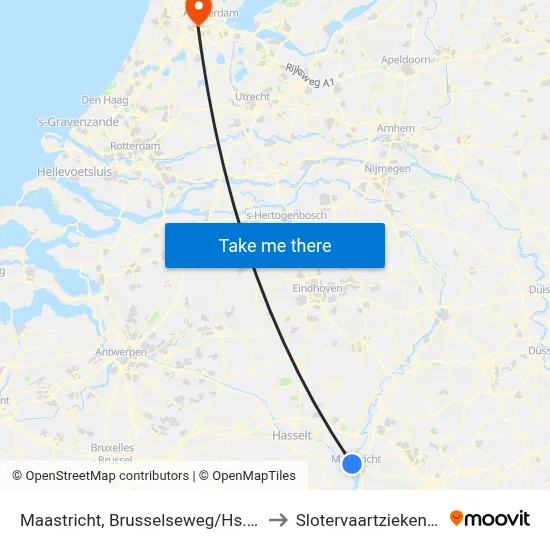 Maastricht, Brusselseweg/Hs. Zuyd to Slotervaartziekenhuis map