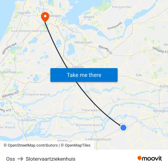 Oss to Slotervaartziekenhuis map