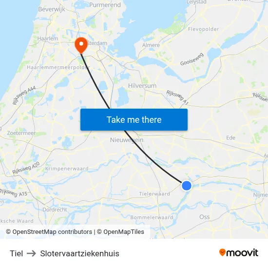 Tiel to Slotervaartziekenhuis map