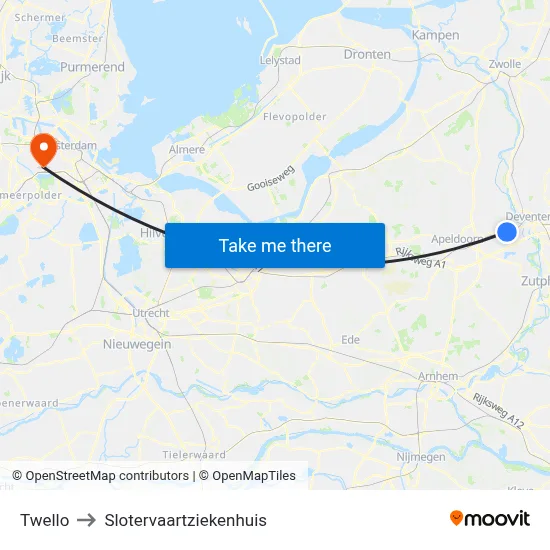 Twello to Slotervaartziekenhuis map