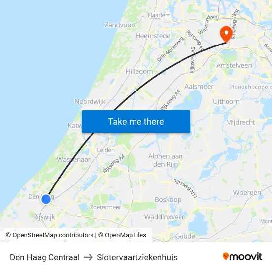 Den Haag Centraal to Slotervaartziekenhuis map