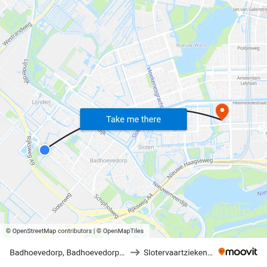 Badhoevedorp, Badhoevedorp West to Slotervaartziekenhuis map