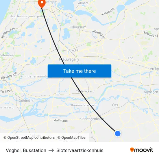 Veghel, Busstation to Slotervaartziekenhuis map