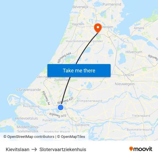Kievitslaan to Slotervaartziekenhuis map