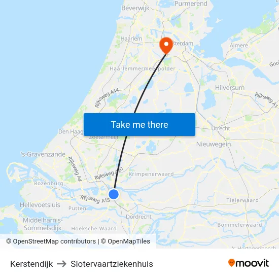 Kerstendijk to Slotervaartziekenhuis map