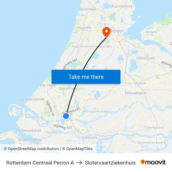 Rotterdam Centraal Perron A to Slotervaartziekenhuis map