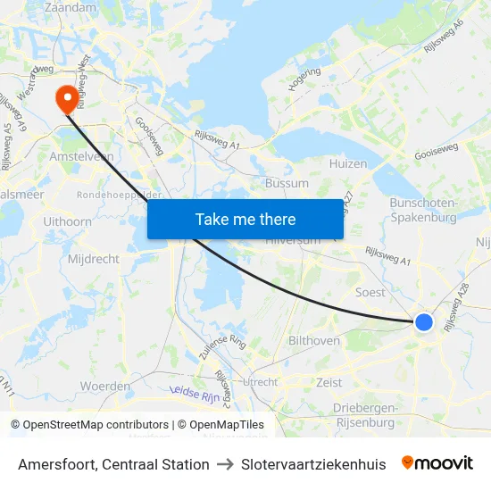 Amersfoort, Centraal Station to Slotervaartziekenhuis map