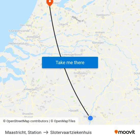 Maastricht, Station to Slotervaartziekenhuis map